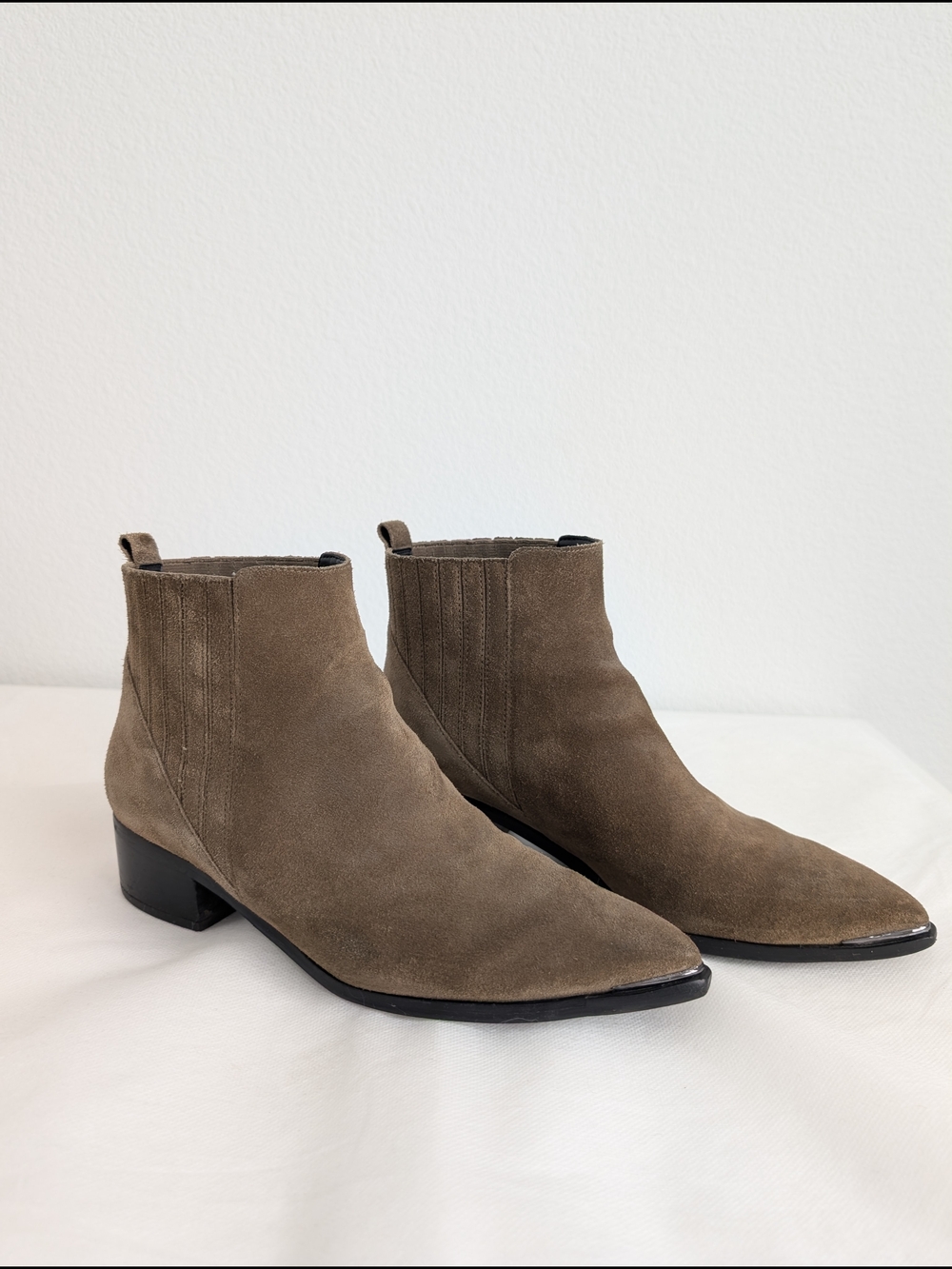 Marc Fisher Suede Chelsea Booties - Taupe